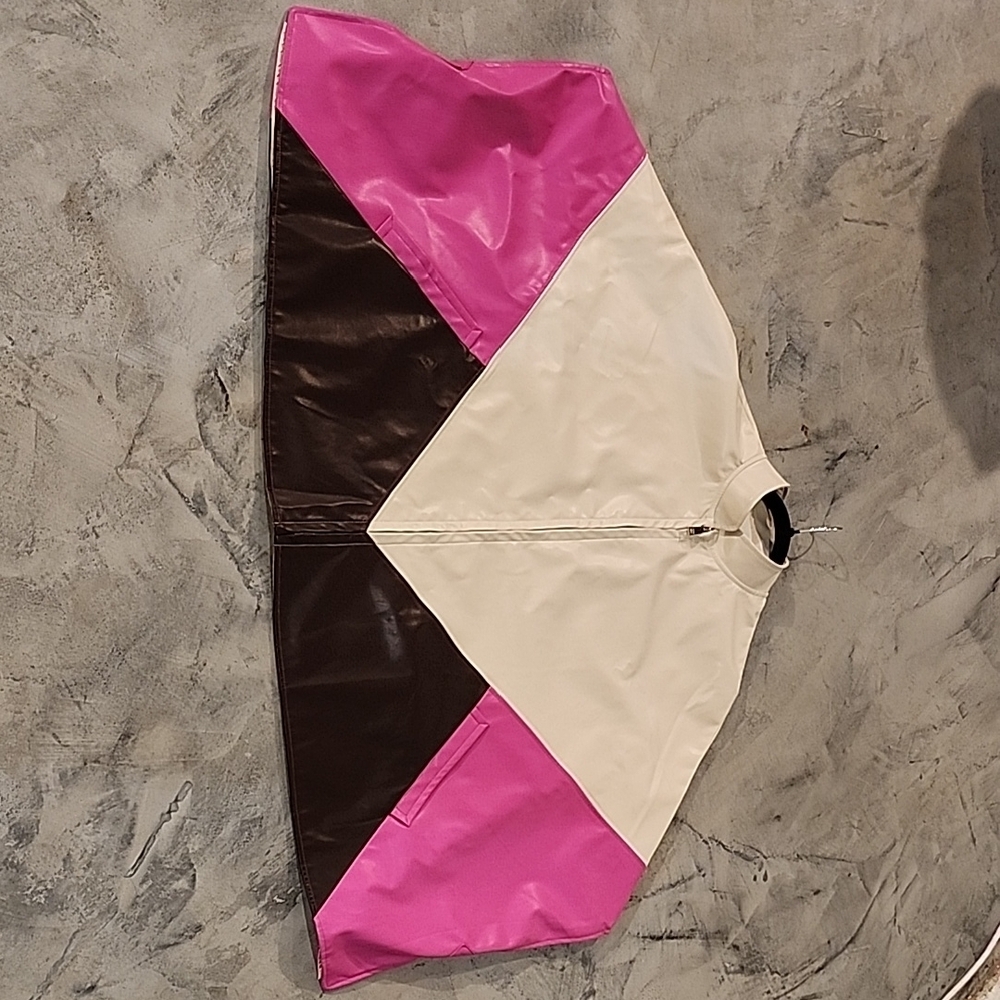 Anthropologie Vegan Leather Pink and Brown Colorblock Cape